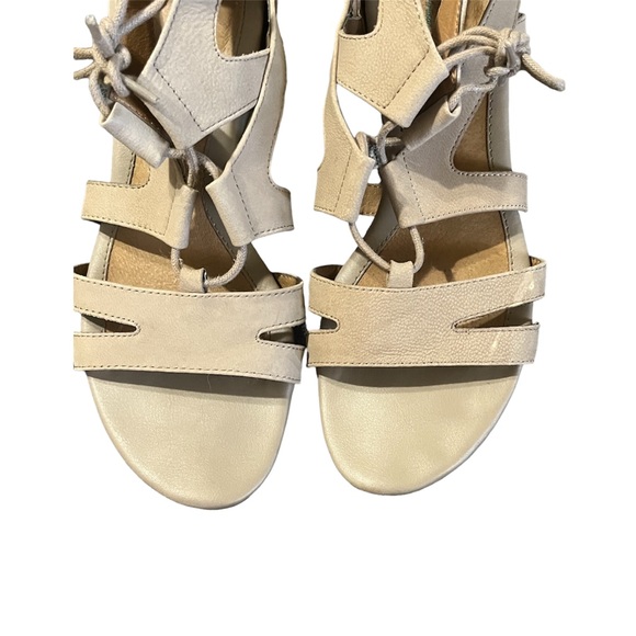 Taupe Suede Lace Up Leather Sandals - Picture 3 of 12